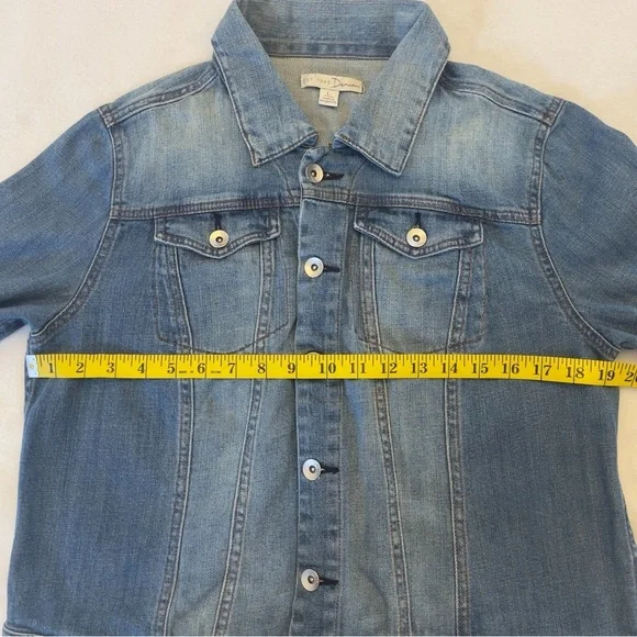 Est1946 Denim Womens Jean Jacket Long Sleeve Collared Button Down L - Picture 13 of 16